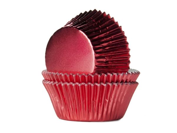 Θήκες ψησίματος για Cupcakes μεταλλικό κόκκινο 50 χιλ. 24 τεμ.