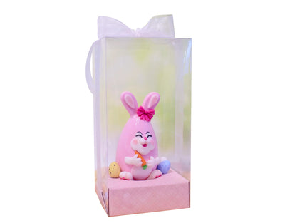 Κουτί διάφανο με βάση για σοκολατένιο αυγό - απαλό ροζ χρώμα 15x15x30 εκ