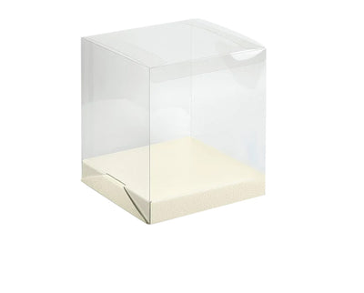 Κουτί διάφανο με βάση λευκό δέρμα 21 x 21 x 25 εκ.