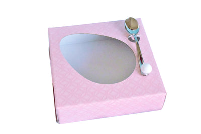 Κουτάκι για μισό σοκολατένιο αυγό με διάφανο καπάκι και Ροζ βάση