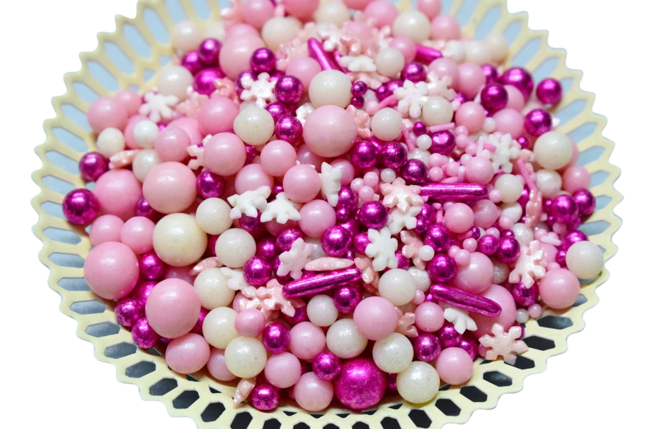 Ζαχαρωτά στολίδια Χειμώνας σε ροζ 100 γρ