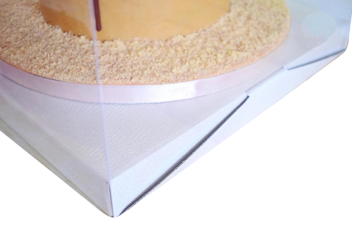 Κουτί τούρτας διάφανο με βάση λευκό δέρμα 30x30x30 εκ.