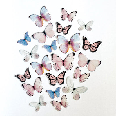 Βρώσιμες πεταλούδες ροζ και γαλάζιες 21 τεμ
