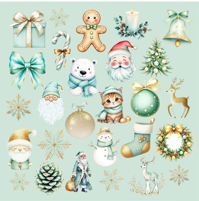 Βρώσιμα σχέδια σετ Mint & Gold Christmas 27 τεμ. - Made by Lenka Sweet Dreams - Lenka Sweet Dreams