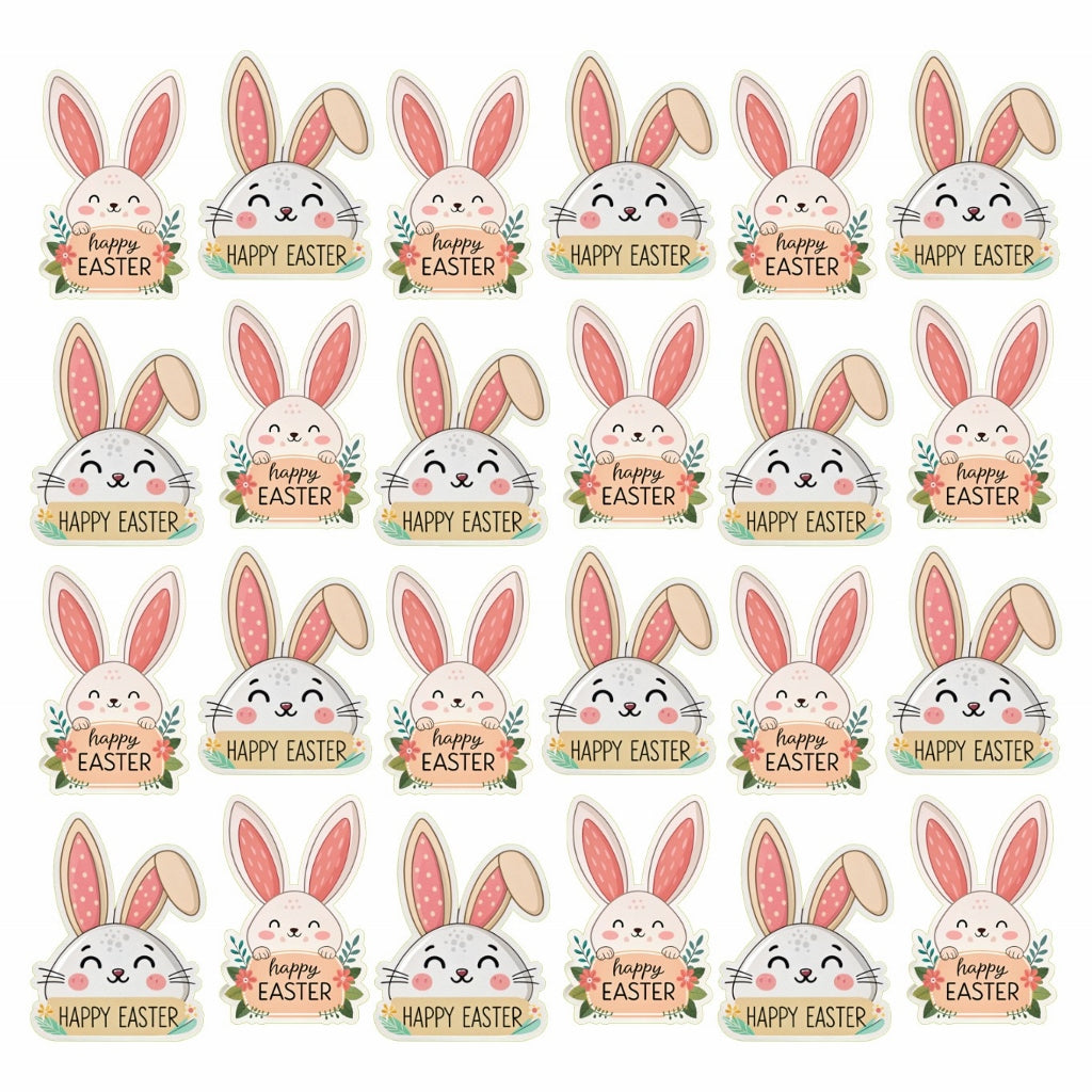 Βρώσιμα σχέδια Πασχαλινά λαγουδάκια Happy Easter σετ 24 τεμ.