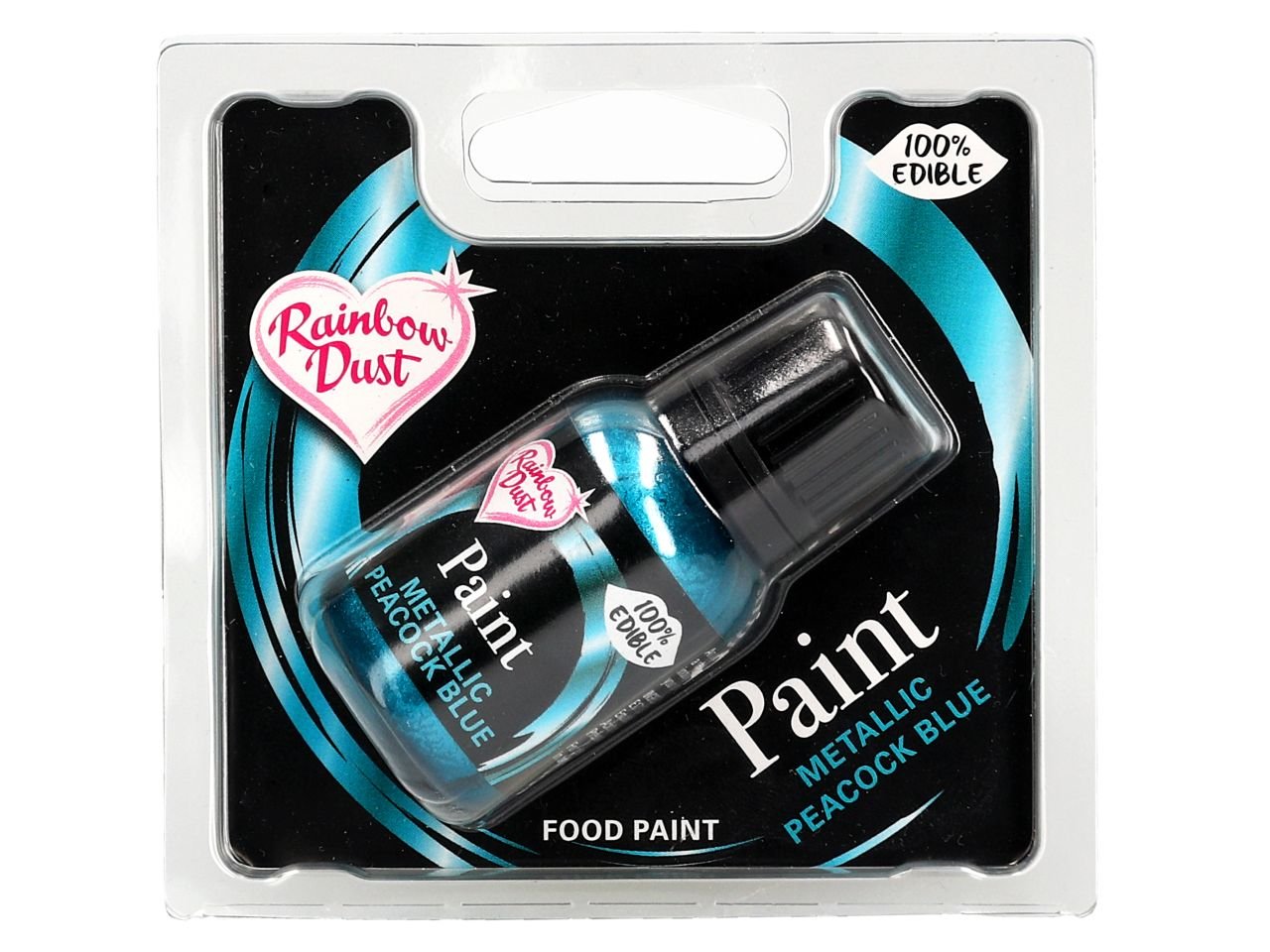 Μπλε μεταλλικό χρώμα ζωγραφικής Rainbow Dust RD Metallic Food Paint Peacock Blue 25ml - Lenka Sweet Dreams - Lenka Sweet Dreams