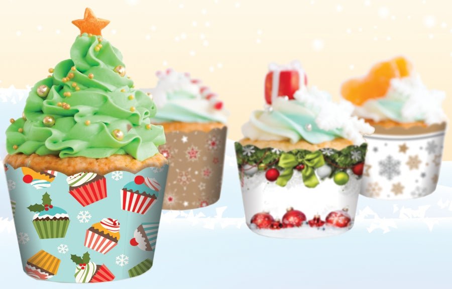 Θήκες Ψησίματος Cupcakes γαλάζιες με σχέδιο χριστουγεννιάτικα δεντράκια 24τεμ - Lenka Sweet Dreams - Lenka Sweet Dreams