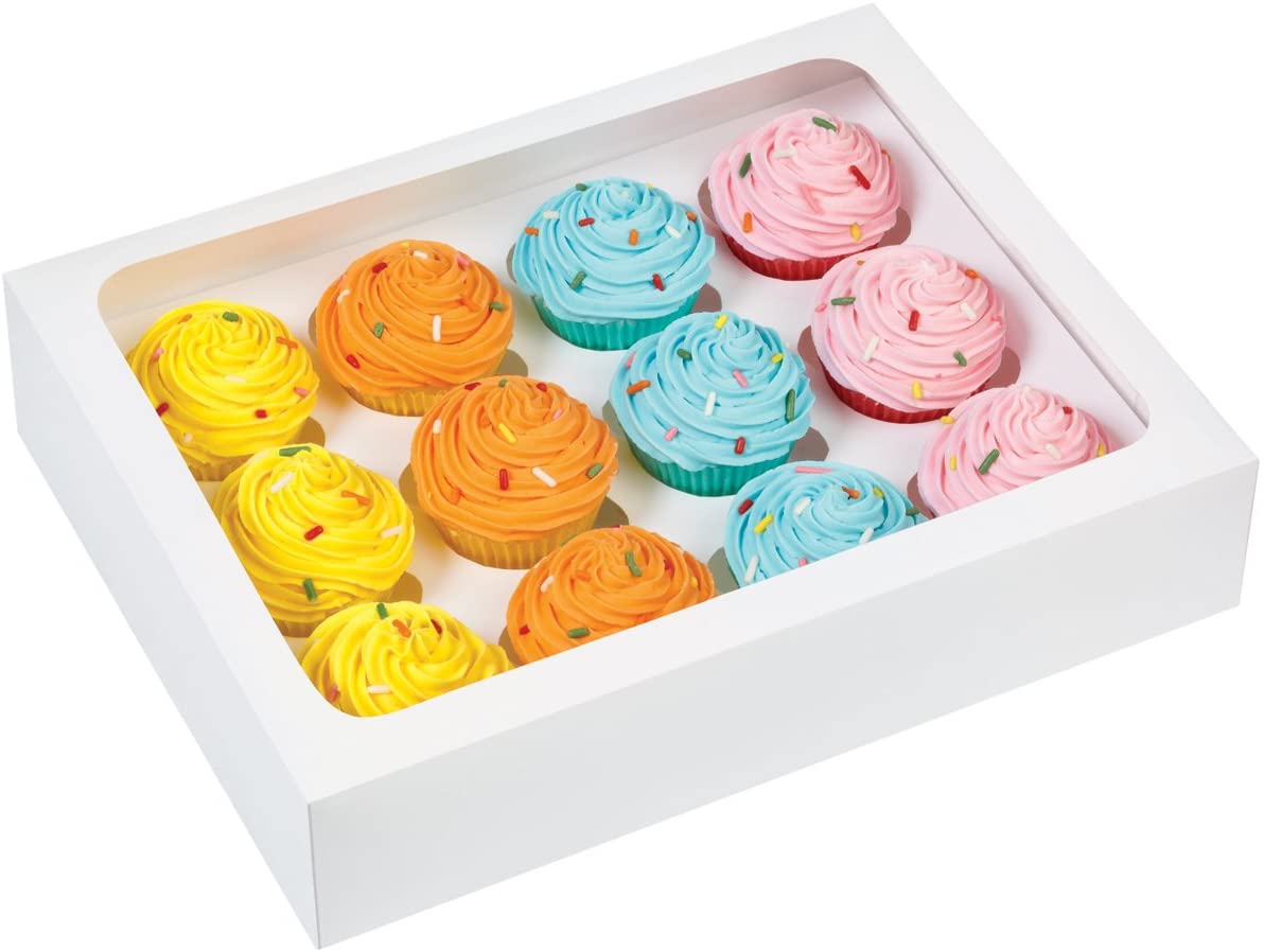Λευκό Κουτί για 12 Cupcakes - Muffins με παράθυρο - Lenka Sweet Dreams