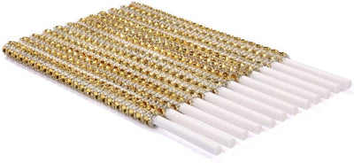 Πλαστικά καλαμάκια λευκά με χρυσά στρασάκια 12 τεμάχια