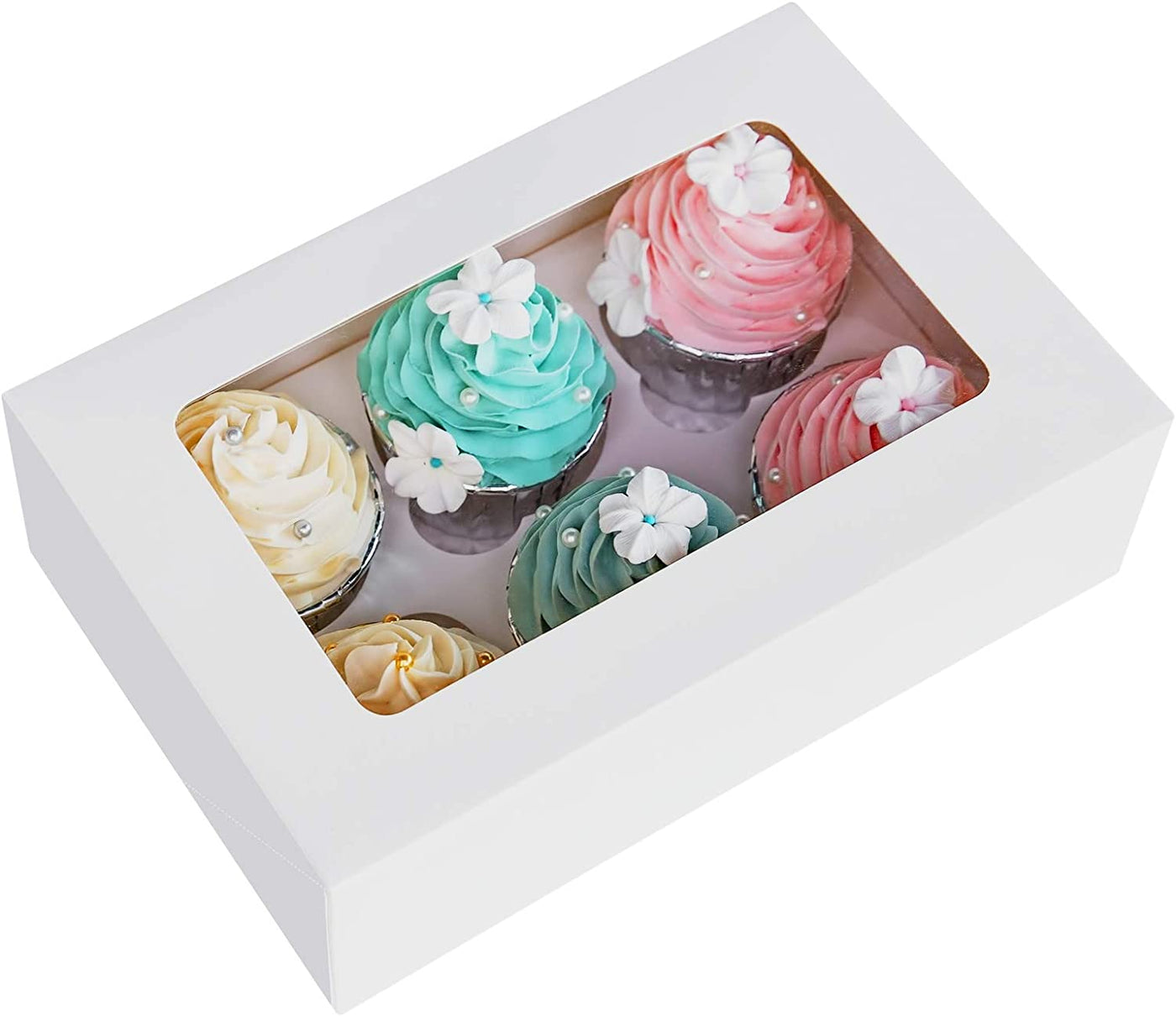 Λευκό Κουτί για 6 Cupcakes - Muffins με παράθυρο - Lenka Sweet Dreams