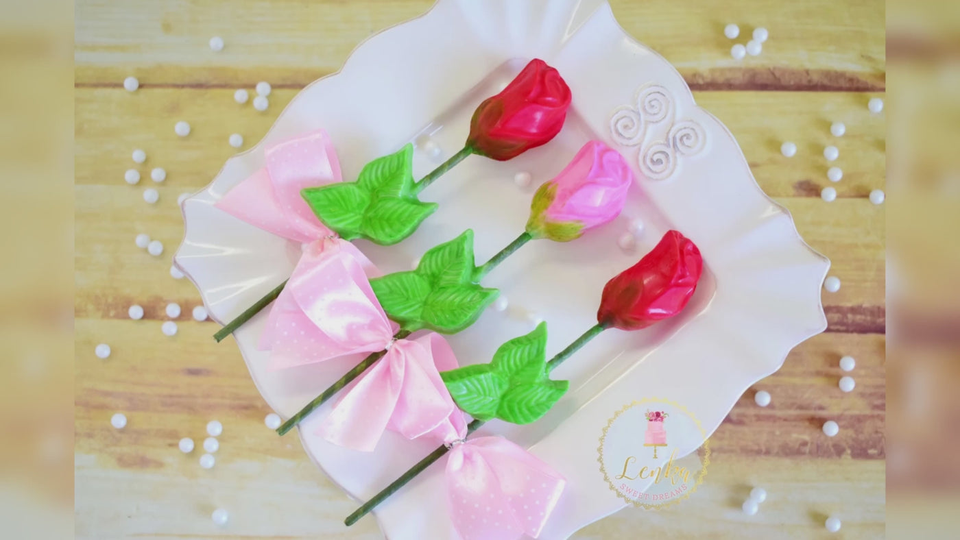 Καλούπι σοκολάτας γλειφιτζούρι 3D τριαντάφυλλο.