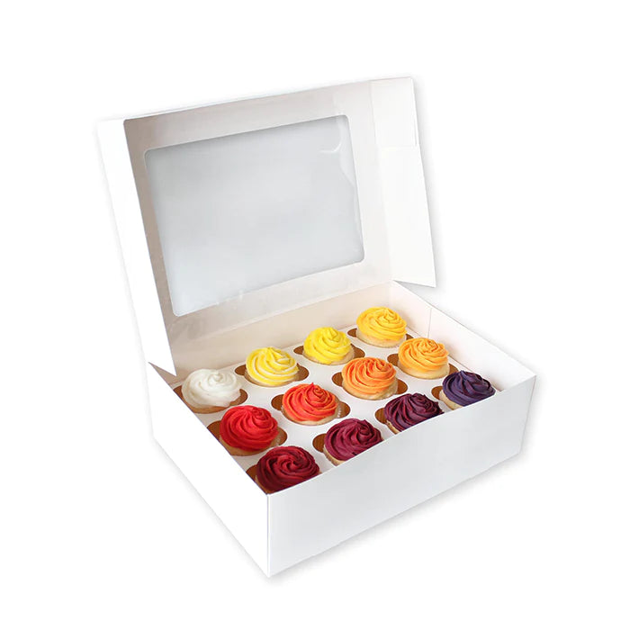 Λευκό Κουτί για 12 Cupcakes - Muffins με παράθυρο - Lenka Sweet Dreams