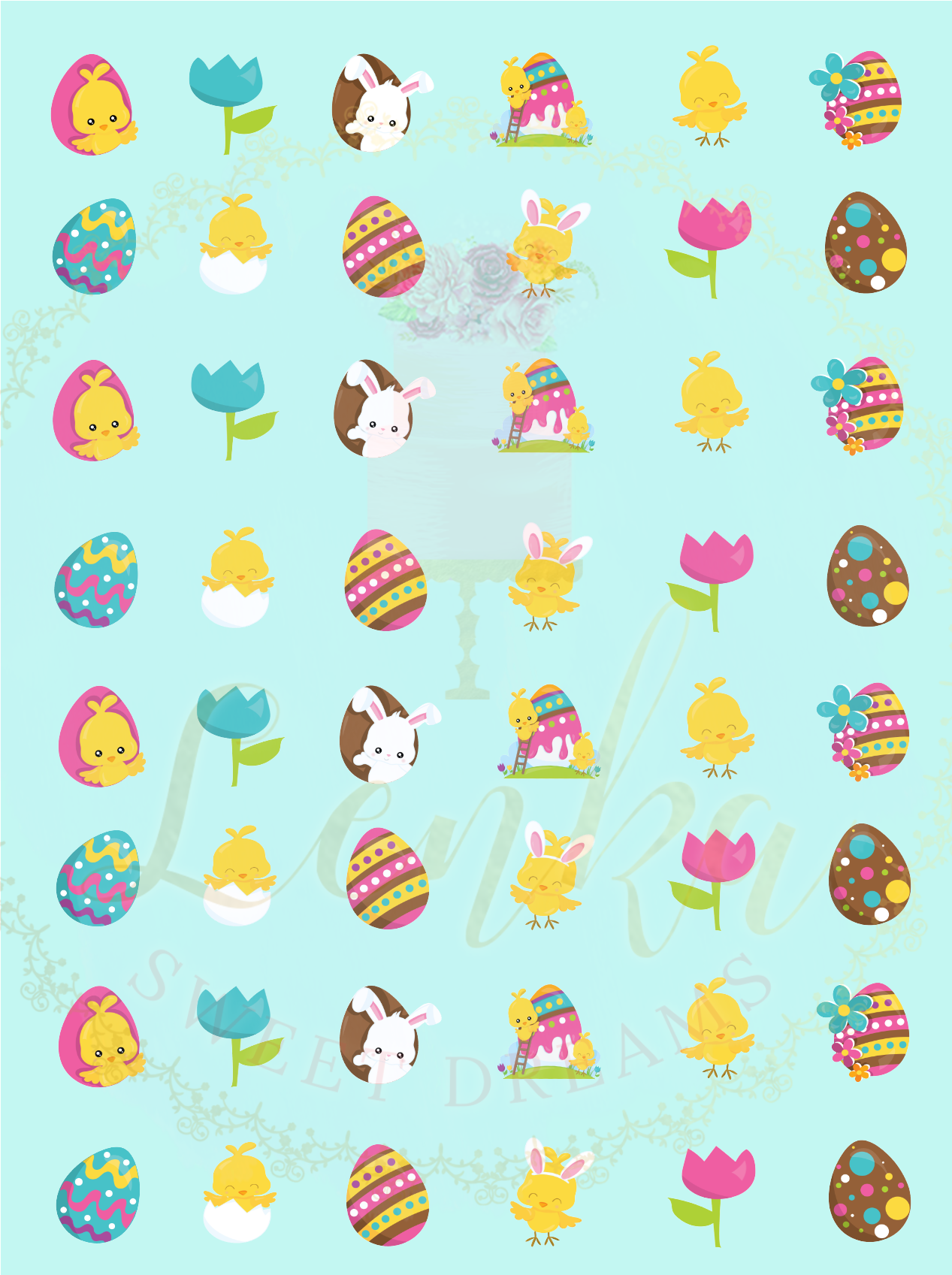 Εκτυπωμένο φύλλο για μαρεγκάκια ''Happy Easter''.