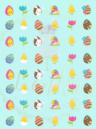Εκτυπωμένο φύλλο για μαρεγκάκια ''Happy Easter''.