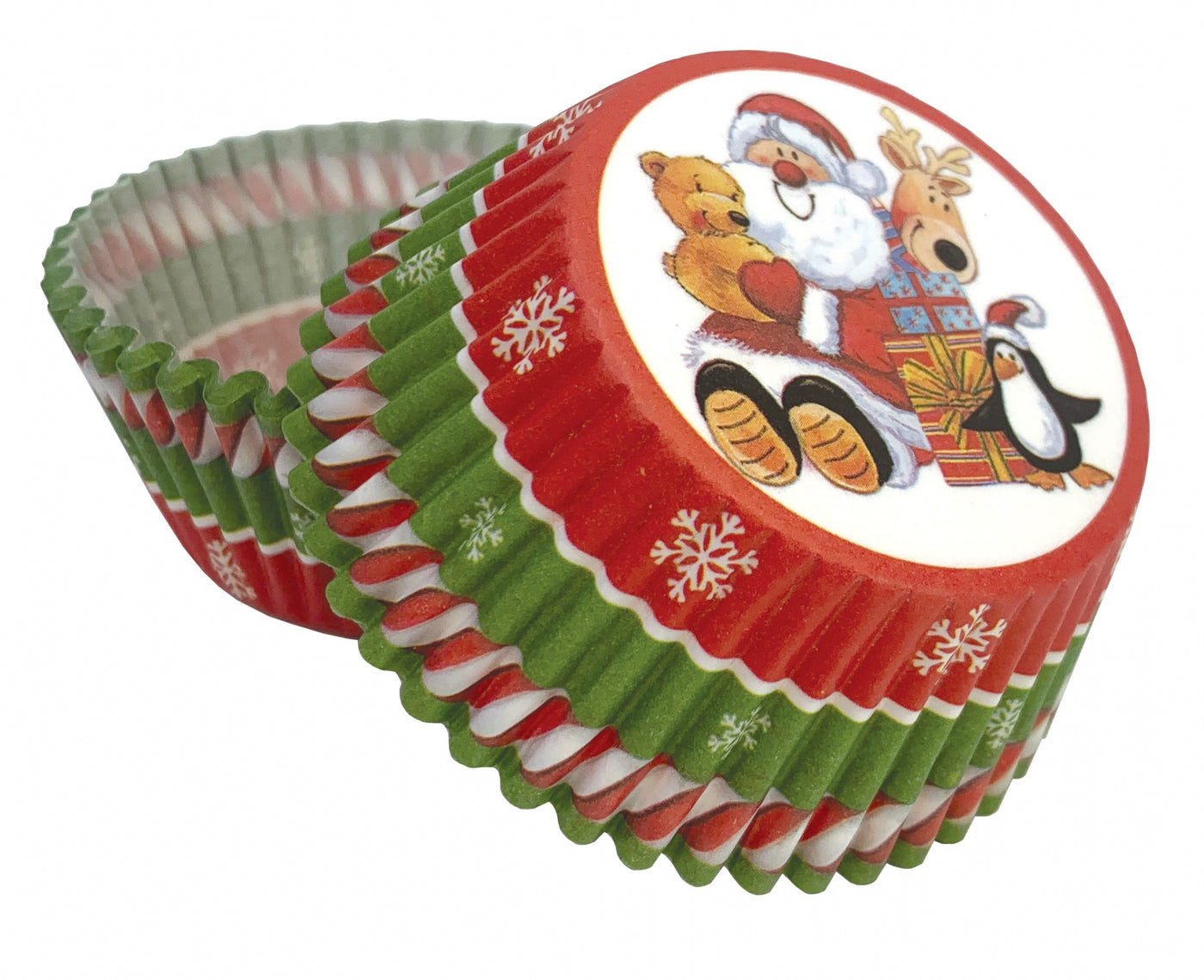 Χάρτινα κυπελάκια χριστουγεννιάτικα για cupcakes χρωματιστά με Άγιο Βασίλη 50 τεμ