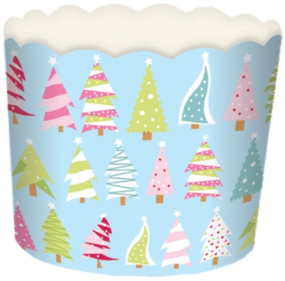 Θήκες Ψησίματος Cupcakes γαλάζιες με σχέδιο χριστουγεννιάτικα δεντράκια 24τεμ - Lenka Sweet Dreams