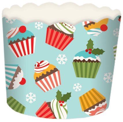Θήκες Ψησίματος Cupcake χρωματιστές με σχέδιο μικρά χριστουγεννιάτικα cupcakes 24τεμ - Lenka Sweet Dreams