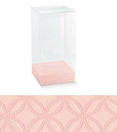 Κουτί διάφανο με βάση για σοκολατένιο αυγό - απαλό ροζ χρώμα 15x15x30 εκ - Lenka Sweet Dreams