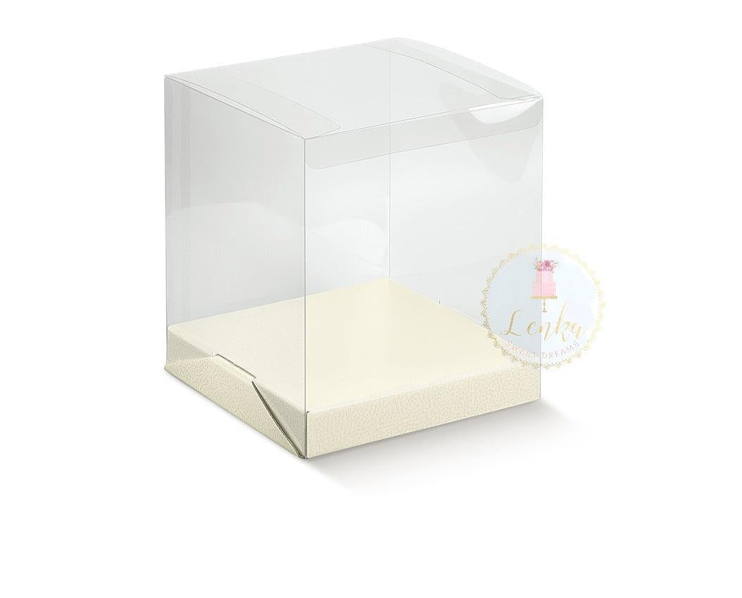 Κουτί τούρτας διάφανο με βάση λευκό δέρμα 30x30x30 εκ. - Lenka Sweet Dreams