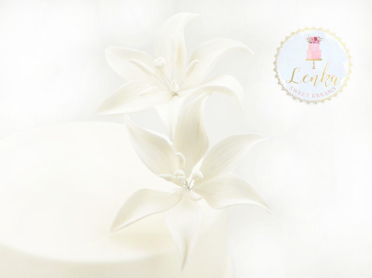 Λουλούδι από ζαχαρόπαστα λευκό λίλιουμ - Tiger Lily White - 2 τεμάχια - Lenka Sweet Dreams