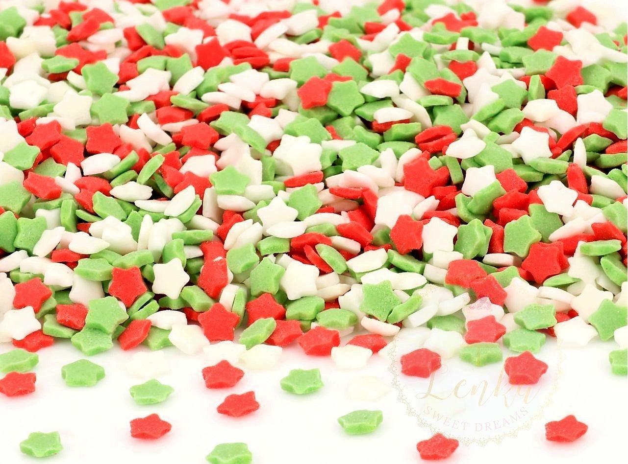Ζαχαρωτά στολίδια Αστεράκια κόκκινα, πράσινα, λευκά - Lenka Sweet Dreams